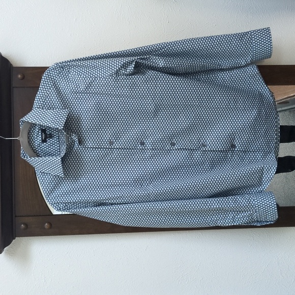 Express Men's Geometric Blue Shirt - Picture 1 of 3